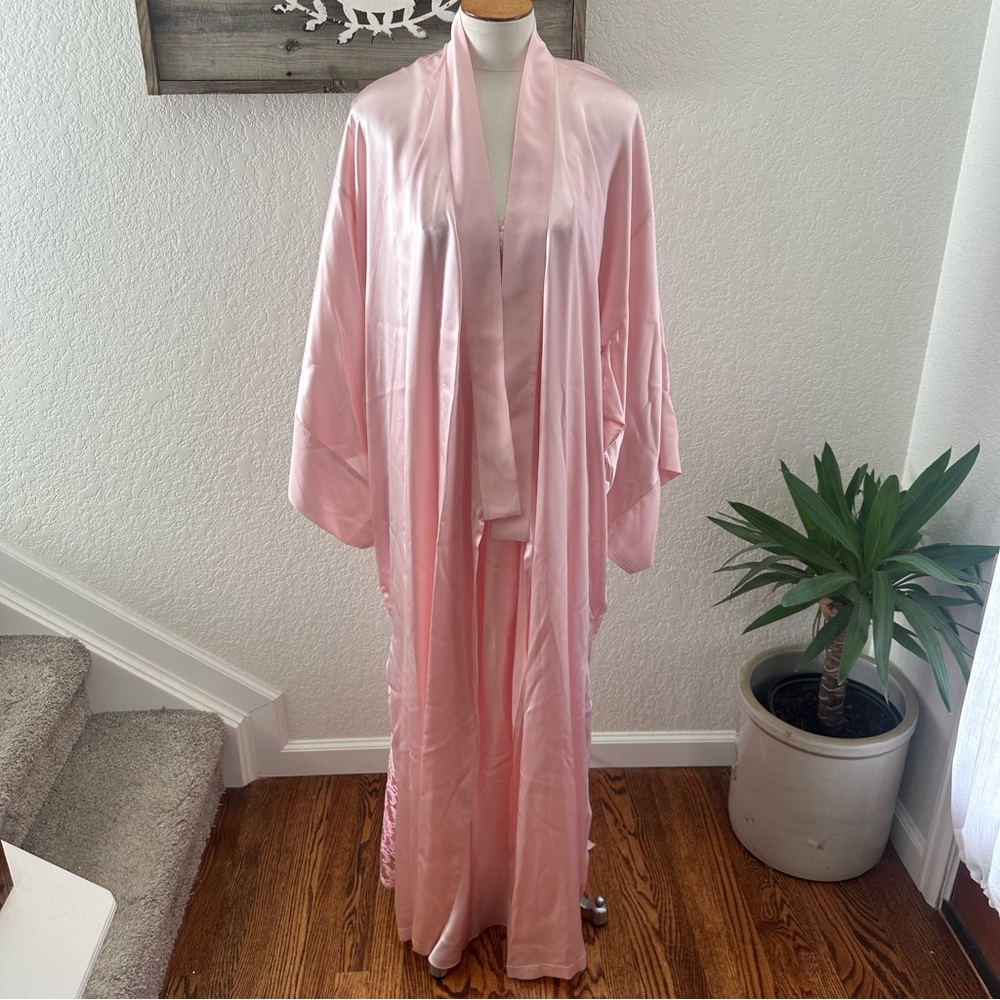 VTG Patricia Fieldwalker Adagio Long Silk Robe and nightgown XL Missing belt